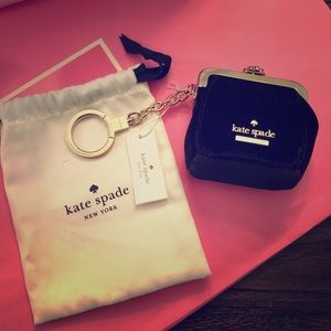 Kate Spade black velvet coin purse key chain